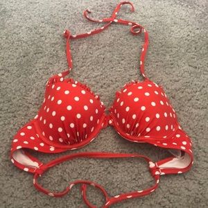 Red Polka Dot Bathing Suit Top (34B)